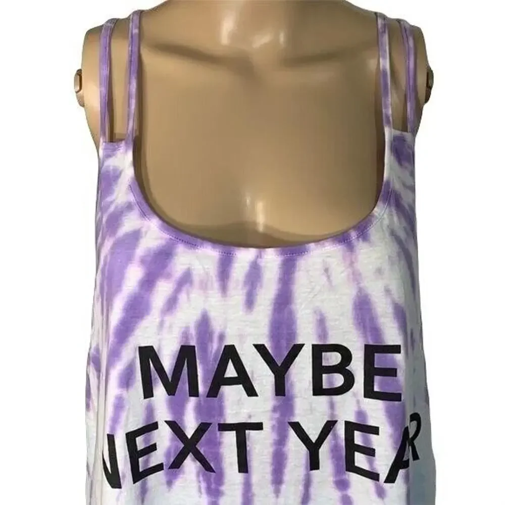 Southern Spirit Womens Strappy Tank Top Tie Dye Maybe Next Year Purple Large